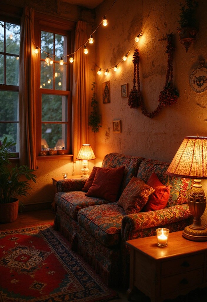 12 Stunning Bohemian Living Room Ideas That'll Make You Want to Redecorate Today! - 5. Layered Lighting