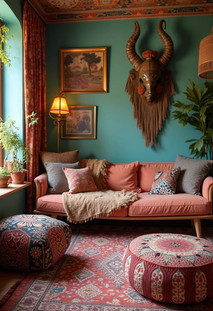 12 Stunning Bohemian Living Room Ideas That'll Make You Want to Redecorate Today! - 7. Global Influences